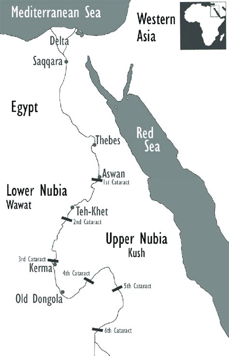 Map Of Egypt And The Lower And Upper Areas Of Nubia Map