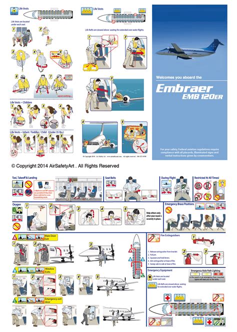 embraer emb er safety briefing card air safety art international