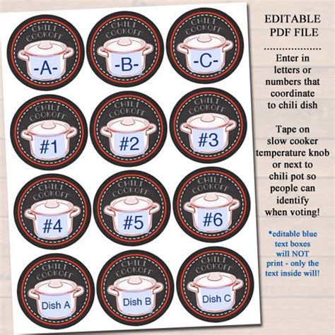 editable chili cookoff labels family picnic holiday bbq printable ch