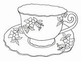 Drawing Line Teacups Cup Tea Teacup Hand Cups Outline Saucer Draw Drawings Embroidery Saucers Designs Search Stamps Google Freebies Linedrawing sketch template