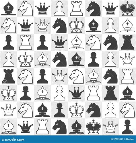 seamless pattern  chess pieces stock vector illustration
