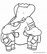 Babar Coloring Pages Cartoon Color Printable Kids Cartoons Sheets Character Elephant Characters Drawings Book Back Colorier Kid sketch template