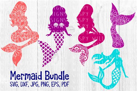 mermaid bundle mandala mermaid svg dxf png eps jpg