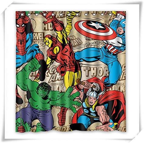 Bathroom Shower Curtains Custom Marvel Comic Superhero The Avengers