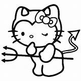 Cute Kitty Hello Coloring Devil Pages Drawing Aesthetic Colouring Halloween Tattoo Kids Drawings Tattoos Decals Indie Decal Adult Vinyl Cartoon sketch template