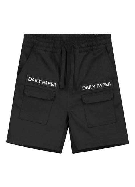 daily paper cargo korte broek met logotape zwart debijenkorfbe