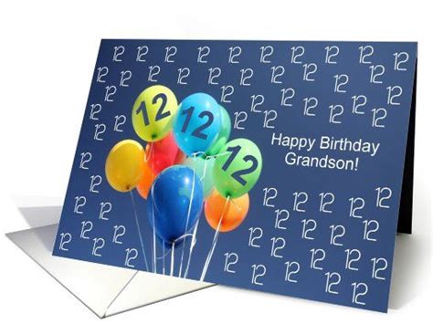 12th birthday card for grandson colored balloons card