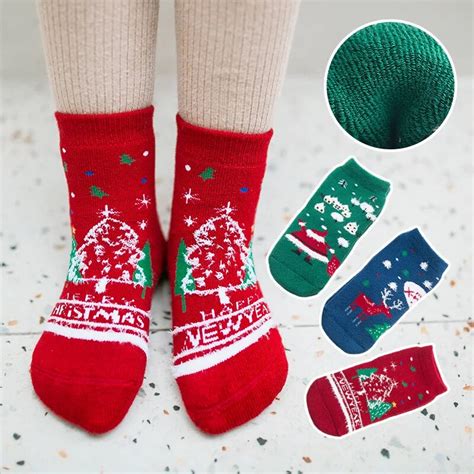 years   gift happy terry christmas cotton socks baby boys girls toddler kids socks thick