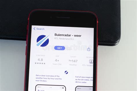 york usa  june  buienradar weer rtl nederland mobile app logo  phone screen
