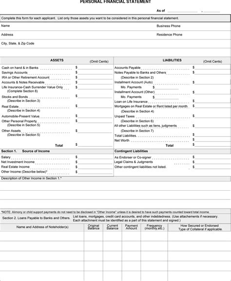 personal financial statement templates spreadsheets