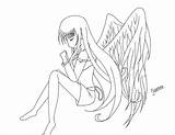 Coloring Emo Anime Pages Angel Print sketch template