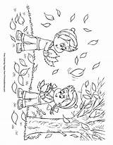 Leaves Playing Coloring Pages Primarygames Fall Printable sketch template