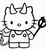 Coloring Kitty Hello Pages Evil Kids Colouring sketch template