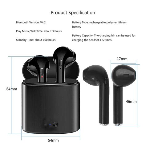 mini tws wireless bluetooth earbuds black