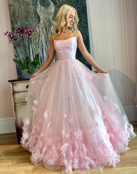Pink Tulle Spaghetti Straps Sweet 16 Prom Dress With 3d Lace Applique