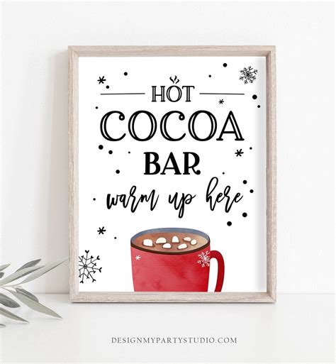 hot cocoa bar sign printable hot chocolate bar table sign cookies cocoa