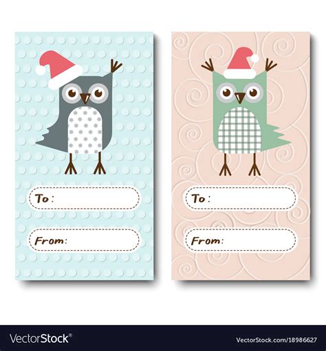 set  christmas cards invitations  owls vector image
