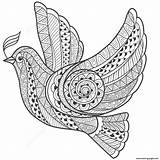 Coloring Dove Peace Zentangle Adults Pages Printable sketch template