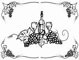 Coloring Pages Grapes Bottle Wine Template sketch template