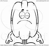 Depressed Pecan Mascot Cartoon Outlined Coloring Vector Cory Thoman Clipart Royalty sketch template