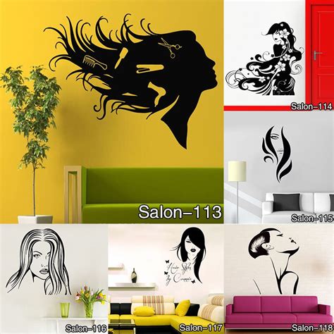 Sexy Lady With Long Hair Wall Decals Beauty Salon Removable Vinyl Wall