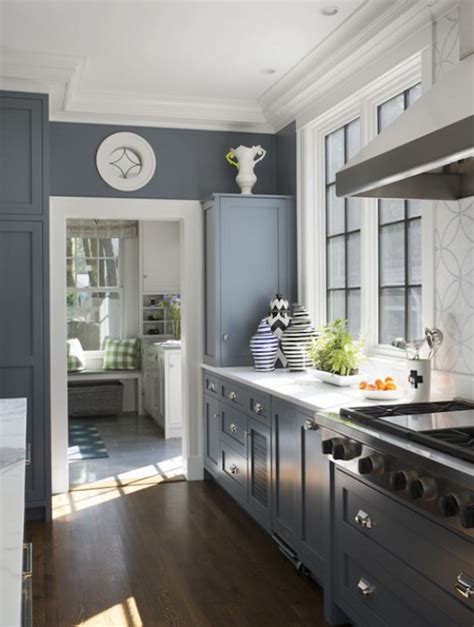 blue gray cabinets contemporary kitchen liz caan interiors