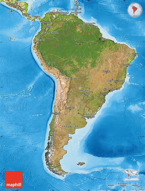 Satellite Map Of South America Physical Outside