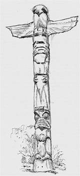 Totem Coloring Poles Native American Tribe Pride Tribal Netart sketch template