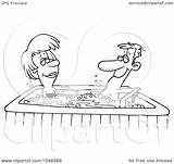 Hot Tub Cartoon Couple Toonaday Outline Illustration Royalty Rf Clip Coloring Line 2021 Template sketch template