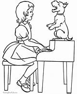 Coloring Dog Pages Dogs Piano Animal Color Sheets Girl Printable Puppy Colouring Drawing Drawings Kids Girls Scottie Line Print Clip sketch template