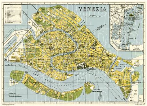 Old Map Of Venice In 1926 Buy Vintage Map Replica Poster Print Or
