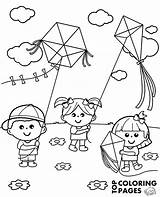 Kites Coloring Spring Children Pages Kids Printable Print Topcoloringpages Break sketch template
