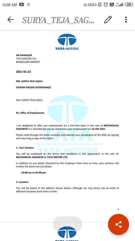 Tata Motors — Fake Offer Letter And Took Money 1400rs