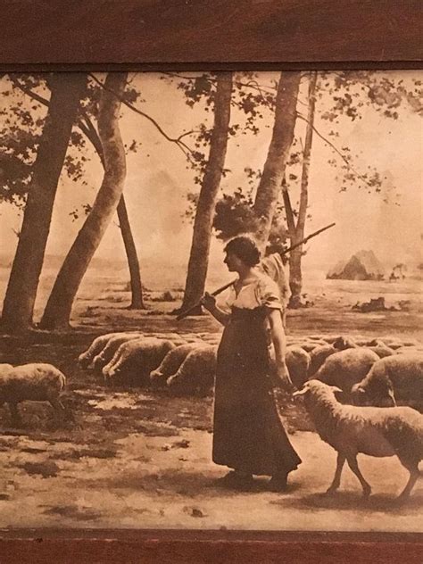 Vintage Framed Sepia Photo Woman Tending Sheep Etsy Vintage Frames