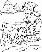 Coloring Pages Winter Snow Playing Kids Dog Boy Printable Buddies Color Popular Coloringhome Info Book sketch template