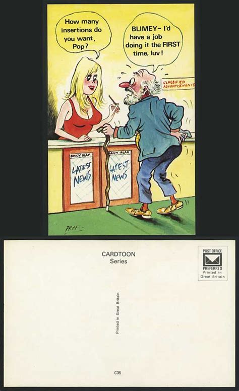 Comic Saucy Old Postcard How Many Insertions Do U Want