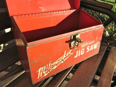 Vintage Milwaukee Tool Jigsaw Red Metal Box Case Jig Saw Milwaukee