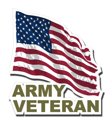 Army Veteran With American Flag Die Cut Vinyl Decal Sticker
