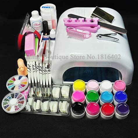 professional full set uv gel kit nail art set  nail white uv lamp kit dryer curining