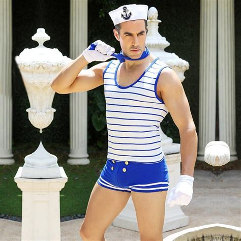 sexy seaman exotic costume sailor costume for men blue color on