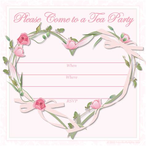 printable party invitations  printable pink tea party invitations