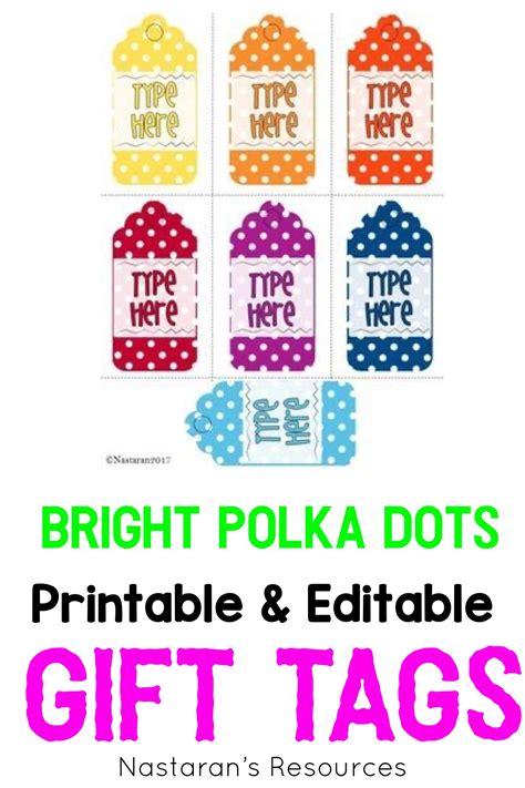 editable gift tags polka dot nastarans resources editable gift