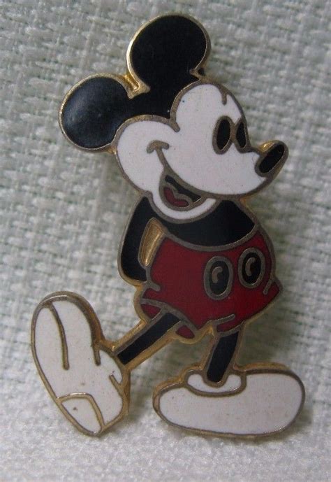vintage mickey mouse pin hands behind back pose white shoes disney signed vintage mickey