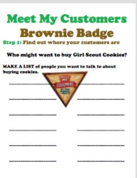 girl scouts brownies meet  customers badge activity sheet  mandy