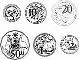 Australia Australian Coins Outline sketch template
