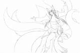 Ahri Lineart Deviantart sketch template