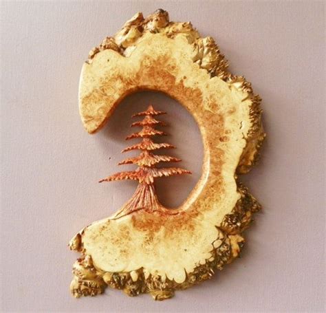 beautiful hand carved maple burl evergreen tree etsy hand carved
