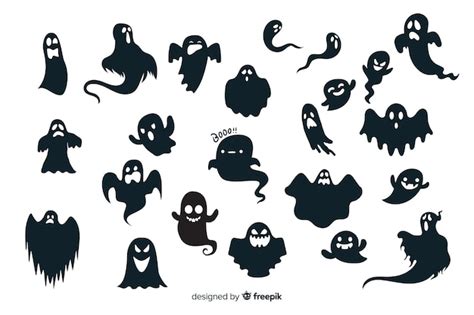 premium vector halloween ghost silhouette collection