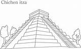 Itza Chichen Piramide Pyramid Mayan Mayas Maravillas Pyramids Siete Studyvillage Aztecas Eiffel Dibujo Piramides Glifos sketch template