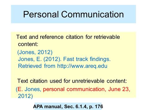personal communication  text citation